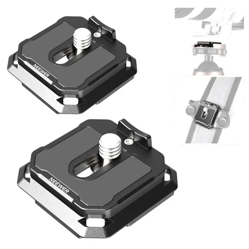 NEEWER 38mm Square Quick Release Plate 2 Pack, Anti Off Arca Type QR Camera Mount Plate Compatible with PD Camera Clip Shoulder Strap Tripod Head, 17.6lb/8kg Max Load, QPR-5