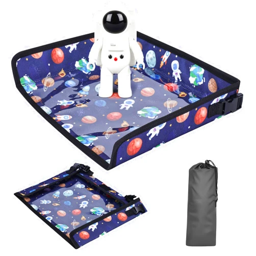 INFANZIA Kids Travel Tray Table Cover, Plane essentials for Toddler, Airplane Travel Tray, Travel Essential Must-Haves for Train and Flying Supplies (Starry Sky Blue)