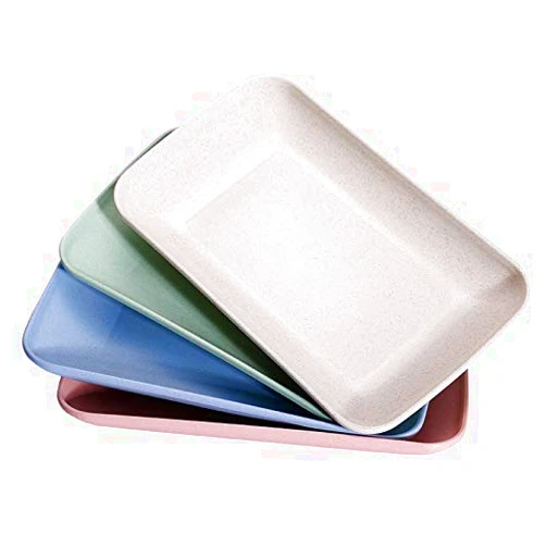 Efoot 4PCS Wheat Straw Food Plate, Durable dessert Plates appetizer Plate Perfect for Home and Kitchen (Small)