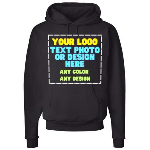 Factory of Stickers Custom Hoodie Add Your Own Text and Design Personalized Sweatshirt Customized Hoodies Hanes Men's Ecosmart Hoodie, Midweight Fleece Sweatshirt, Pullover Hooded Sweatshirt for Men