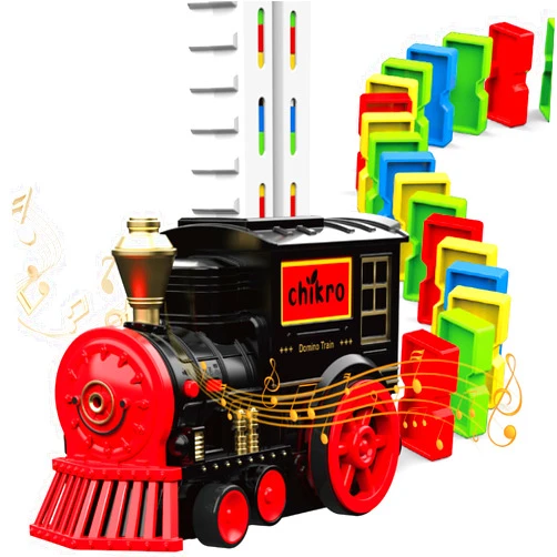 Chikro Christmas Dominos Train Toys for Kids 3-5 - 120PCS Dominos Stem Montessori Toy 3 4 5 6 7 8 Year Old Boy Girl Birthday Gifts Boys Toys Age 4-6 Stocking Stuffers Presents Gift for Autistic Kid Ages 4-8