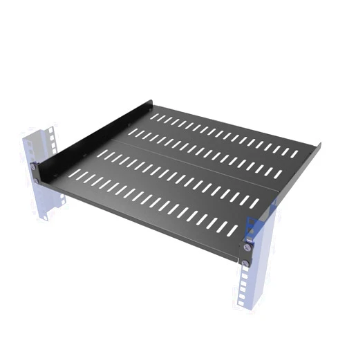 JINGCHENGMEI 1U Vented Server Rack Shelf, Cantilever Mount for 19 Inch Networking Equipments Rack Enclosure, Black (1, 1U16In)
