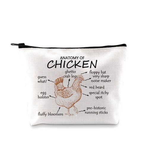 G2TUP Chicken Bag Anatomy Of a Chicken Cosmetic Bag Chicken Gifts for Chicken Lovers Travel Zipper Pouch (Chicken Cosmetic Bag)