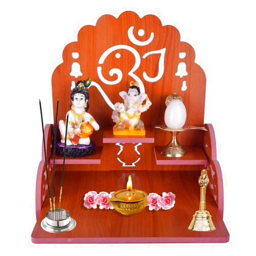 Primefair Wooden Wall Mounted Hanging Puja Temple Wood God Stand for Pooja Room | Mandir Devghar Stand Temple Home Temple Home Wall Temple Waterproof (TEMPLE-003-400)