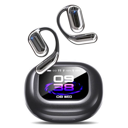 EUQQ AI Translation Earbuds Real Time, Translator Bluetooth 5.4 Headphones 144 Languages OWS LCD Touch Screen Open Ear Translating Earphones Audifonos Traductores, Perfect for Travel, Business & Learning