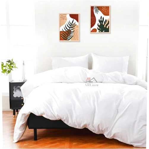 ARlinen Duvet Cover Set Super King, White Comforter Cover Bedding 3 Pieces Duvet Set (1 Duvet Cover + 2 Pillow Covers) 400 Thread Count Zipper Closure Duvet Cover(Super King Size, White Solid)