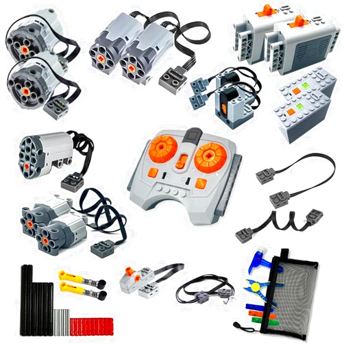 YUN.arbor 44PCS Power Function Kit Set Motor Battery Infrared-Remote-Control Receiver Train Adjustable Speed ​​Motor Parts, Motor Power Change Parts Compatible with mainbrands Technic-Parts