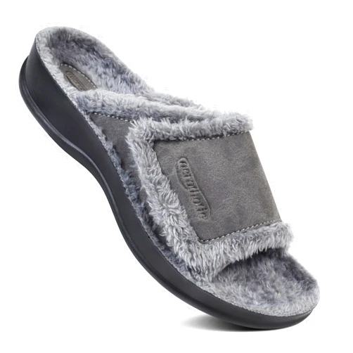 AEROTHOTIC Orthopedic Slippers for Women Indoor and Outdoor House Shoes Fuzzy Slippers With Arch Support for Plantar Fasciitis Relief Bedroom Slides