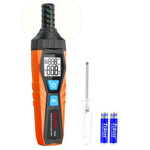 MESTEK Temperature Humidity Meter, Digital Thermometer Hygrometer with Ambient, Dew Point, Wet Bulb for Indoor Outdoor, High Precision Dual Display Psychrometer with LCD Backlight, TH10