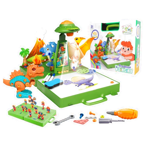 ROSE ME Drawing Projector for Kids - Kids Art Projector With Design And Drill Toys,Projector for Tracing,Art Sketcher Include 48 Projection Image, Color Pen, Construction Toys, for 3+ Year Old Girls & Boys
