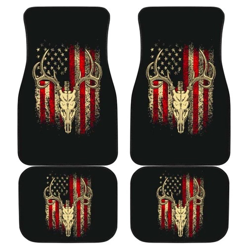 CHICKYSHIRT Deer Camo Camouflage American Flag Hunting Car Liner, Customized Car Floor Mats, Universal Fit Auto Floor Mat Set of 4, Fit Most Vehicle, Cars, Sedan, Truck, SUV