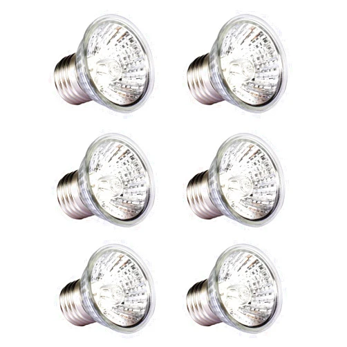 HANJION 6 Pack 50W UVA&UVB Full Spectrum Reptile Heat Lamp Sun Lamp Sunbathe Spot Basking Bulb for Lizard Turtle Habitat Light