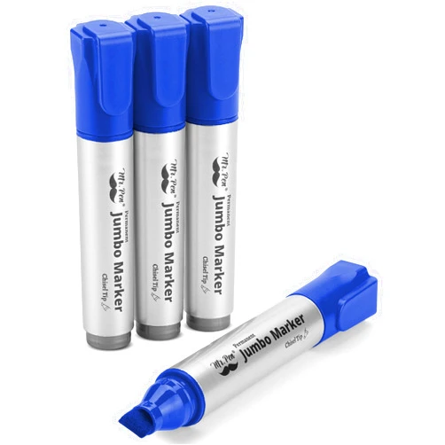 Mr. Pen- Jumbo Permanent Markers, 4 Pack, Blue, Chisel Tip, Large Permanent Markers, Color Permanent Markers Set, Jumbo Markers, Permanent Markers, Huge Poster Markers Jumbo, Thick Markers