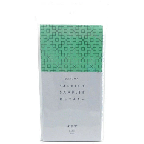 Daruma Yokota Daruma Sashiko Cloth Sashiko Fabric - Pre-Printed Sashiko Sampler - White with English Instruction Inside (White Dahlia)
