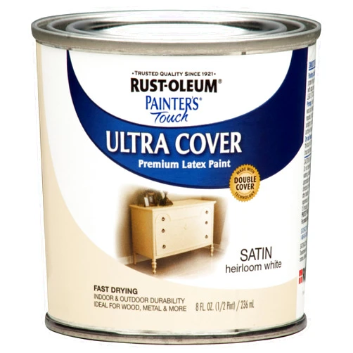 Painters Touch Rust-Oleum 267313-Painter's Touch Latex Paint, 1 Half Pint, Satin Heirloom White