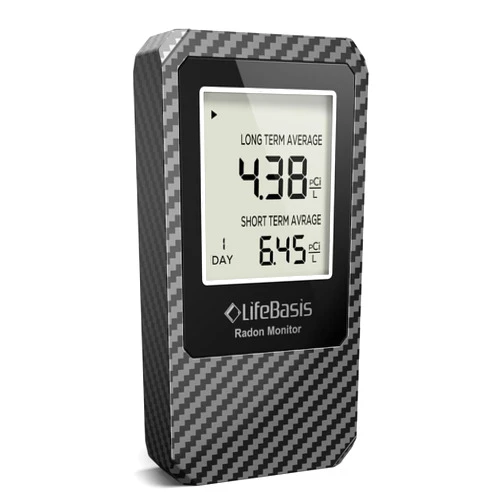 LifeBasis Life Basis Radon Detector for Home, Radon Tester with Long and Short Term Radon Monitoring 0-500 pCi/L Range Battery Operated (Including Battery) - Dark Grey