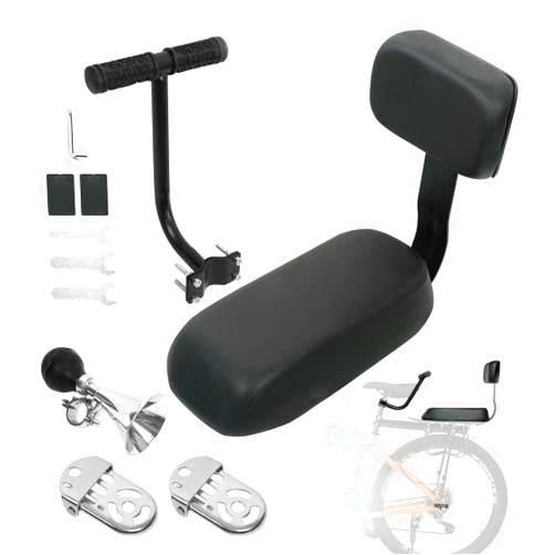 SHIAOBYC Child Bike Rear Seat Bike Back Seat with Backrest Child Bicycle Rear Seat Bicycle Rear Back Seat Cushion Bike Back Seat Safety Armrest Handrail Feet Pedals Kids Bike Seat Carrier for Over 5 Years Old