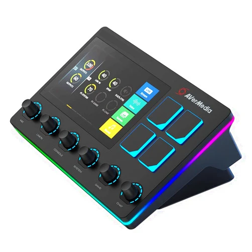 AVerMedia Live Streamer AX310 - Creator Control Center, 6 Track Audio Mixer with IPS Touch Panel, Trigger Actions on OBS, Streamlabs, Spotify, VTube, Twitch, ​YouTube, and more