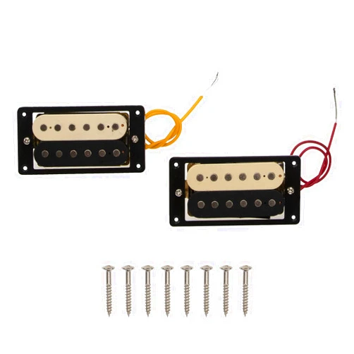 Yootones 2Pcs Yootones Electric Guitar Pickups Double Coil Compatible with Squier Les Paul Electric Guitar Humbucker Set Parts(Black/Yellow)