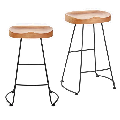 Lisuden Set of 2 American Elegant Retro Country Style Bar Chair, Modern Fashion Simple Bar Stool, Mid Century Dining Wooden Chair High Stool, 26.8 inches（Black）