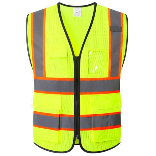 Ekkosafety Reflective Mesh Safety Vest for Men Women with 5 Pockets and Zipper Front High Visibility Mesh Vest Hi Vis Construction Work Vest,Meets ANSI/ISEA Standards(EK175-Yellow-L)
