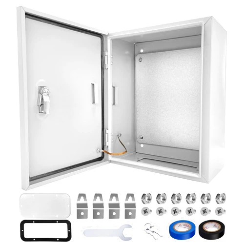 CXCESNS Outdoor Electrical Box 12 x 10 x 6''D NEMA 4X Enclosure Steel Box, Waterproof & Dustproof Outdoor/Indoor Lockable Electrical Junction Box, with Mounting Plate