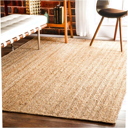 Vipanth Exports Natural Jute Rug in Square Design Handmade Area Rug for Home Decor, Kitchen, Hallway, Living Room (48 x 48 Inch (4 Feet Square), Beige)