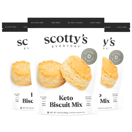 Scotty's Everyday Keto Biscuit Zero Carb Mix - Keto and Gluten Free Biscuit Baking Mix - 0g Net Carbs Per Biscuit - Sweetened with Allulose - No Erythritol, Easy to Bake - No Nut Flours - No Sugar Alcohols (3 Pack)