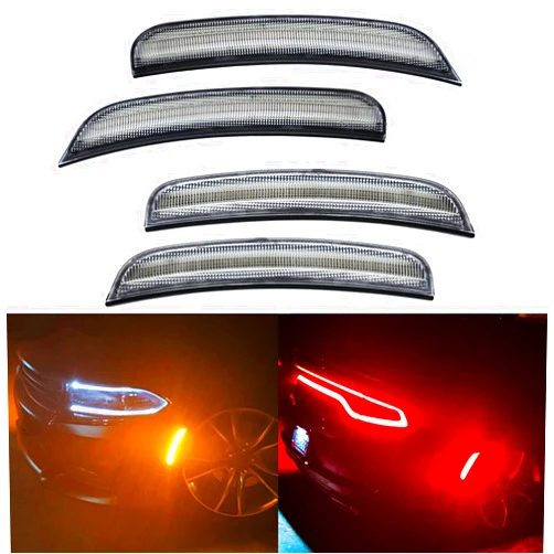 NSLUMO Amber Red LED Side Marker Light for Do-dge Charger 2015 2016 2017 2018 2019 2020 2021 2022 Clear Lens Led Side Marker Lights Front & Rear Sit Car Led Side Marker Lamp Kit