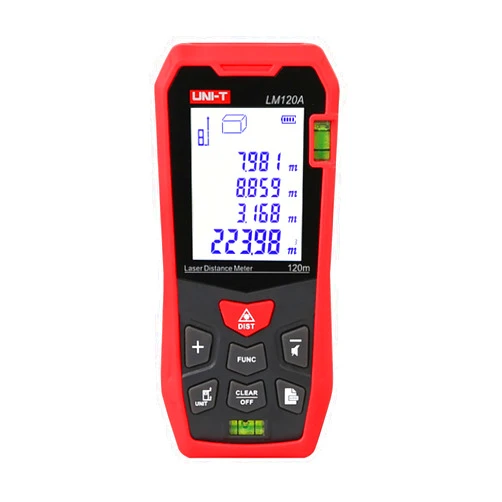 UNI-T Laser Tape Measure, Laser Distance Meter, 393FT/120M Long Range High Accuracy Laser Measuring Tape with 99 Storage Groups, Backlight Display, Auto Calibration-LM120A
