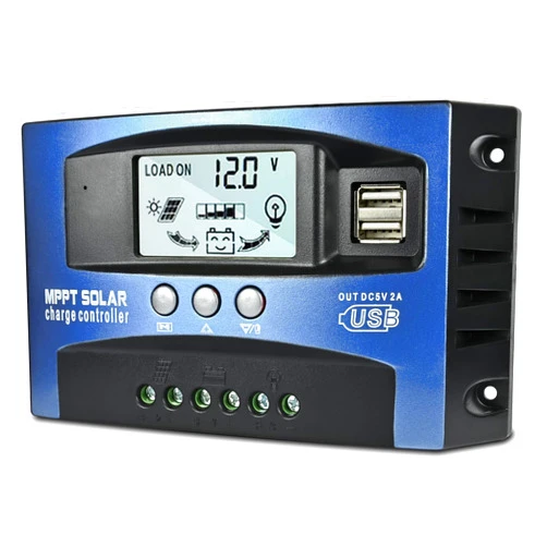 Depvko 60A MPPT Solar Charge Controller, 12V/ 24V Solar Panel Battery Intelligent Regulator with Dual USB Port, LCD Display and Timer Setting ON/Off Hours