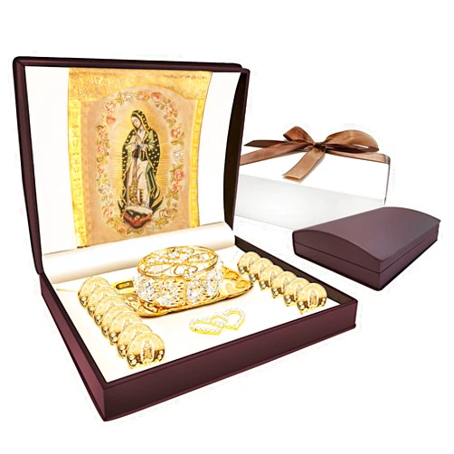 ESNOY Arras De Boda Catolica Virgen De Guadalupe Gifts, Arras Para Boda Catolica,Arras De Matrimonio,Arras for Wedding Coins Catholic,Classic Gold Ceremony Arras Set Decoracion Wedding Accessories
