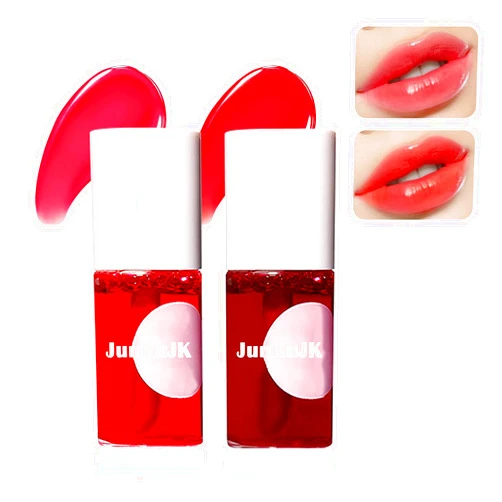 JunKuJK 2 Colors Lip Tint Stain Set,Lip Stain Long Lasting Waterproof Mini Liquid Lipstick for Lip & Cheek & Eye,Moisturizing Non-sticky Lip Tint Gloss Makeup