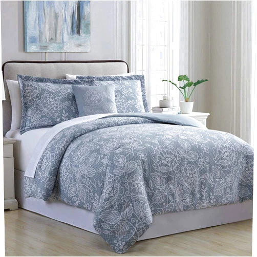 Amrapur Overseas | Olivia 8-Piece Printed Reversible Bed in a Bag (Silver Blue, King)