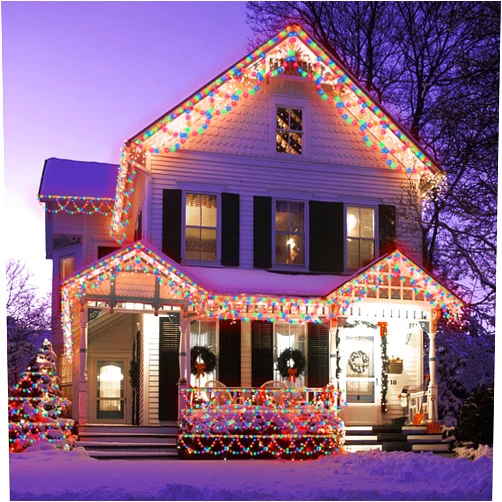 BIOBUBANA Chirstmas Lights Outdoor Decorations, 33Ft 447 LED Half-Round String Lights, Extendable Plug, 8 Modes, Fairy String Lights for Thanksgiving Xmas Outside Outdoor Indoor Navidad, Clearance, Multi-Color