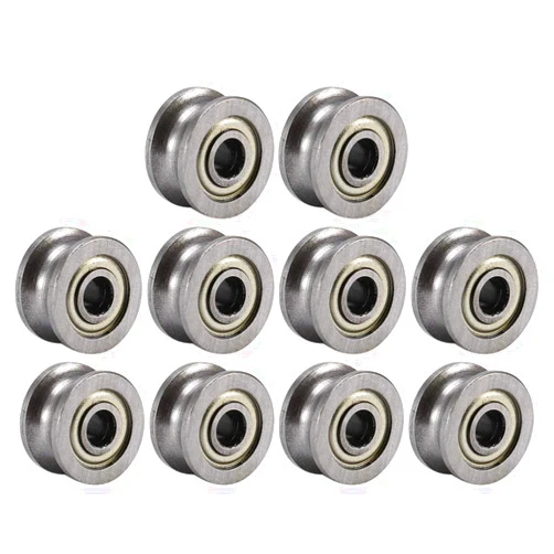 Jeanoko 10Pcs U-Groove Grooved Belt Pulley Deep Metal U Groove Guide Pulley Bearing Wheel for Track Linear Motion System
