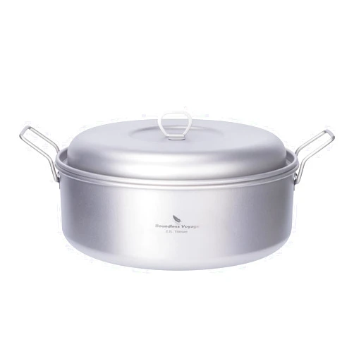 Boundless Voyage 2.2L Titanium Stock Pot Camping Cookware mess Outdoor with Folding Handle Soup Pot for Hiking Picnic Ultralight A-Ti2117C