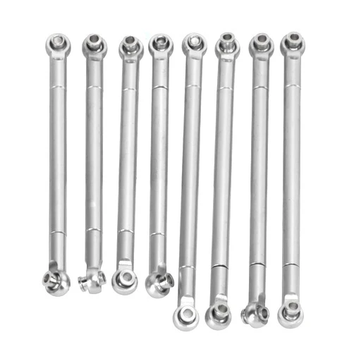 SUNGOOYUE 8PCS Aluminum Alloy Link Rod, Metal Full Link Rod Tie Lever Set Compatible with MN86 Series Model RC Car(Silver)
