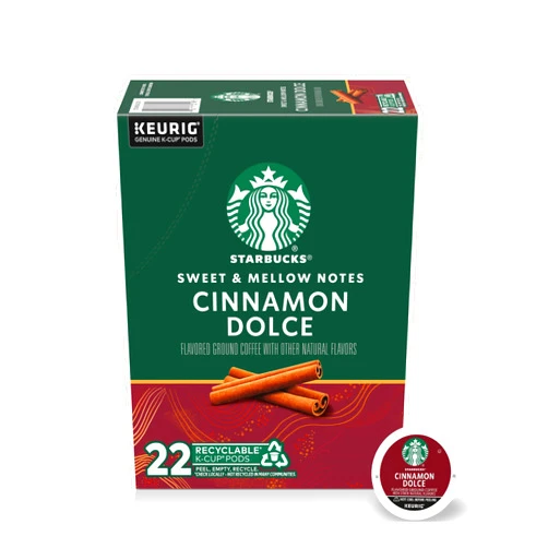 Starbucks K-Cup Coffee Pods, Flavored Hot or Iced Coffee, Cinnamon Dolce, 22 Keurig Pods