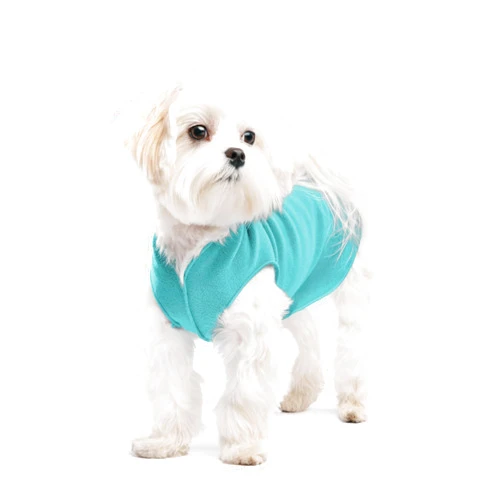 Gold Paw Goldpaw Stretch Fleece Dog Sweater - with Spandex for 4-Way Stretch - Soft, Comfortable Dog Coat - Machine Washable - Made in the USA - Turquoise - Size 8