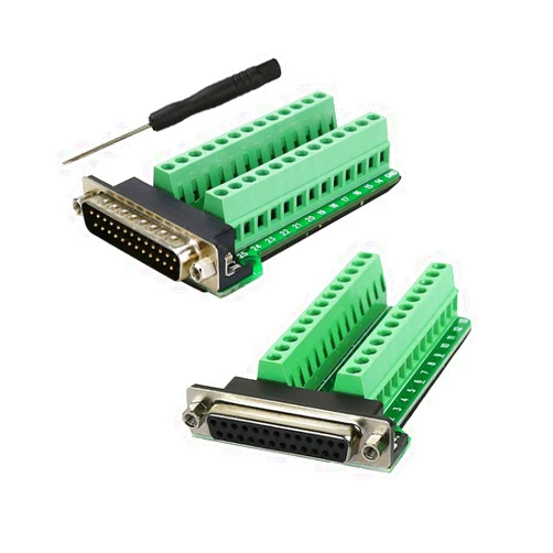 Twinkle Bay Twinklebay DB25 Breakout Connector D-sub Breakout 25 Pin Connector with Nut (Male Adapter x 1, Female Adapter x 1)
