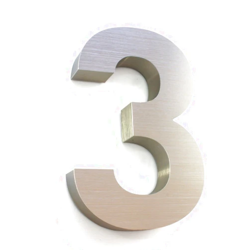 Numeros Residenciales House numbers for outside - 3D 7inch House Number - Brushed Aluminium - Numeros Residenciales (Number 3)