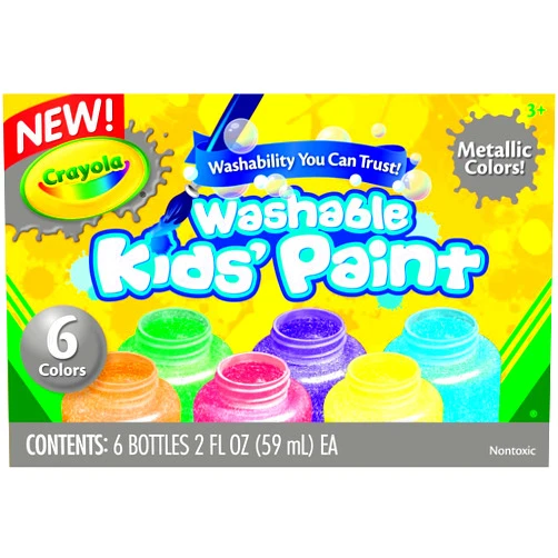 Crayola Washable Metallic Paint Set, 2-Ounce, 6 Count