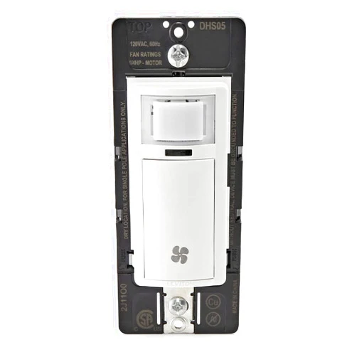 Leviton Humidity Sensor Switch for Bathroom Exhaust Fan, automate Ventilation, air Circulation, Moisture Control, ¼ HP, Single Pole, DHS05-1LW, White