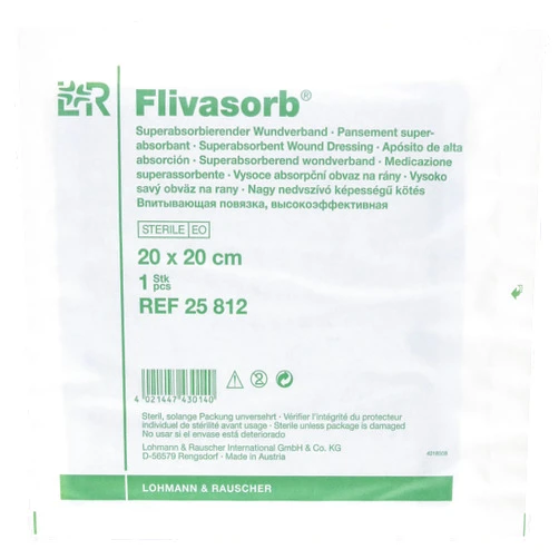 Sammons Preston Lohmann & Rauscher Flivasorb Wound Absorbent Pad, Sterile & Individually Sealed Non-Adherent Padding for Gentle Wound Dressing & Absorption, Absorbs 20 Times Its Weight, 8