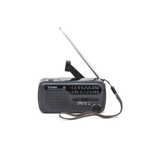 Kaito V1 Voyager Solar/Dynamo AM/FM/SW Emergency Radio with Cell Phone Charger and 3-LED Flashlight, Iron Gray
