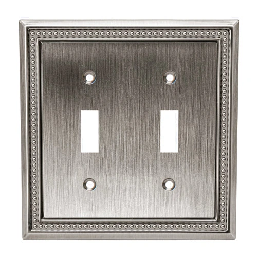 Henne Bery Sunken Pearls Decorative Wall Plate Switch Plate Outlet Cover (Double Toggle, Heirloom Silver)