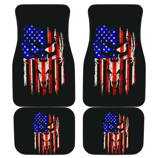 CHICKYSHIRT Deer Camo Camouflage American Flag Hunting Car Liner, Customized Car Floor Mats, Universal Fit Auto Floor Mat Set of 4, Fit Most Vehicle, Cars, Sedan, Truck, SUV (Style 2)