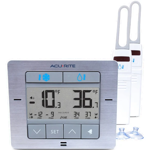 AcuRite Digital Wireless Fridge and Freezer Thermometer with Alarm, Max/Min Temperature for Home and Restaurants (00515M) 4.25