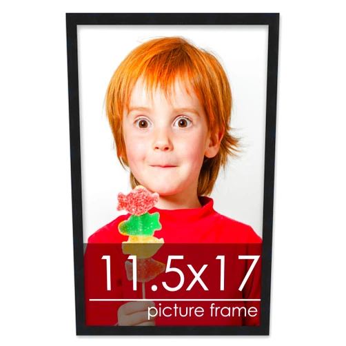 Poster Palooza 11.5x17 Contemporary Black Wood Picture Frame - UV Acrylic, Foam Board Backing, & Hanging Hardware Included!